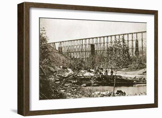 Falling Water Bridge, Nashville and Chattanooga Railroad, 1861-65-Mathew Brady-Framed Giclee Print