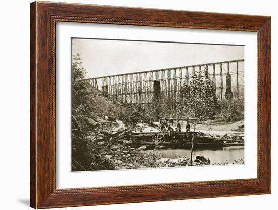 Falling Water Bridge, Nashville and Chattanooga Railroad, 1861-65-Mathew Brady-Framed Giclee Print