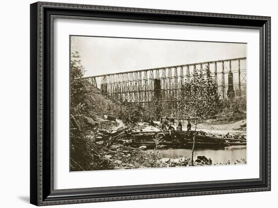 Falling Water Bridge, Nashville and Chattanooga Railroad, 1861-65-Mathew Brady-Framed Giclee Print