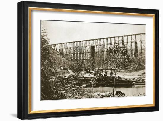 Falling Water Bridge, Nashville and Chattanooga Railroad, 1861-65-Mathew Brady-Framed Giclee Print