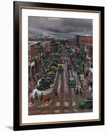 "Falls City, Nebraska at Christmas," December 21, 1946-John Falter-Framed Giclee Print