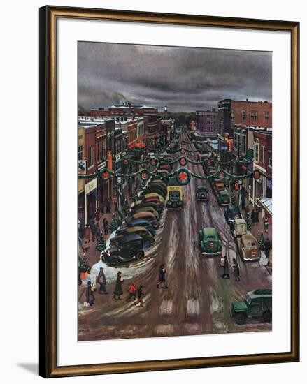 "Falls City, Nebraska at Christmas," December 21, 1946-John Falter-Framed Giclee Print