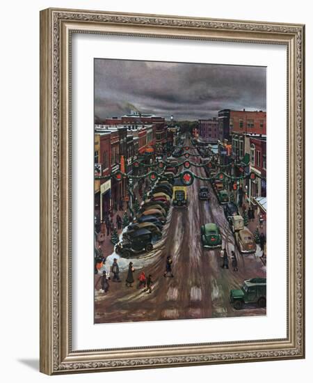 "Falls City, Nebraska at Christmas," December 21, 1946-John Falter-Framed Giclee Print