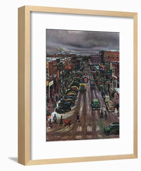 "Falls City, Nebraska at Christmas," December 21, 1946-John Falter-Framed Giclee Print