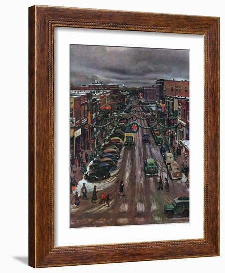 "Falls City, Nebraska at Christmas," December 21, 1946-John Falter-Framed Giclee Print