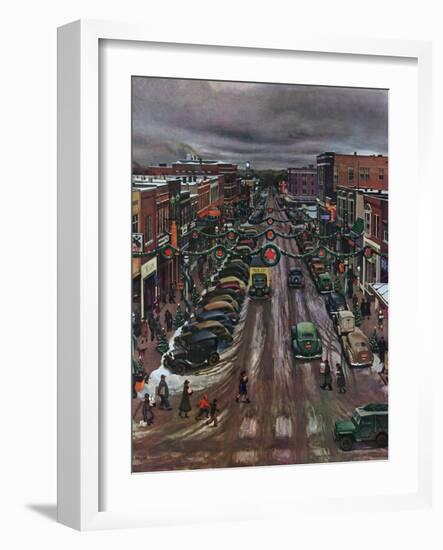 "Falls City, Nebraska at Christmas," December 21, 1946-John Falter-Framed Giclee Print