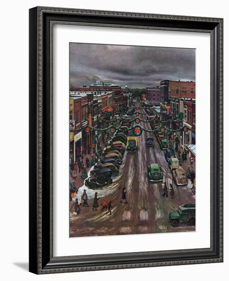 "Falls City, Nebraska at Christmas," December 21, 1946-John Falter-Framed Giclee Print