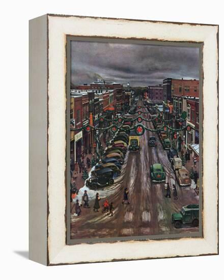 "Falls City, Nebraska at Christmas," December 21, 1946-John Falter-Framed Premier Image Canvas