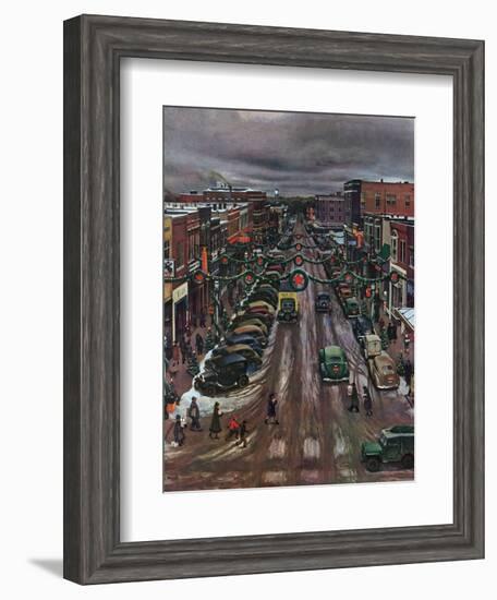 "Falls City, Nebraska at Christmas," December 21, 1946-John Falter-Framed Giclee Print