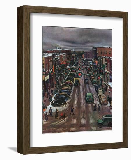 "Falls City, Nebraska at Christmas," December 21, 1946-John Falter-Framed Giclee Print