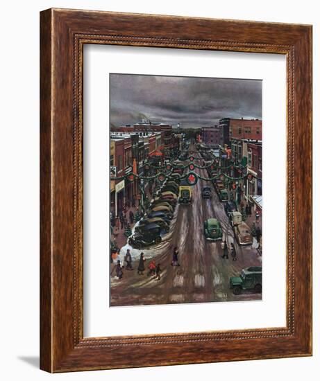 "Falls City, Nebraska at Christmas," December 21, 1946-John Falter-Framed Giclee Print