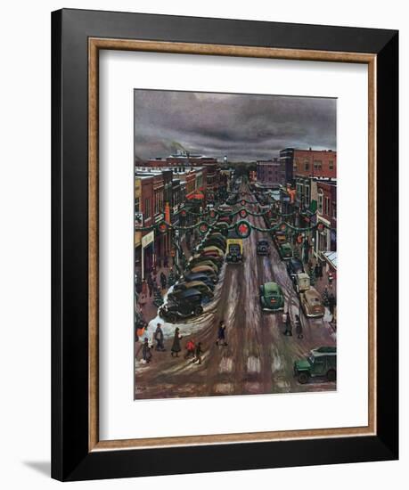 "Falls City, Nebraska at Christmas," December 21, 1946-John Falter-Framed Giclee Print