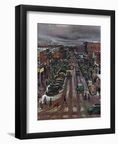 "Falls City, Nebraska at Christmas," December 21, 1946-John Falter-Framed Giclee Print