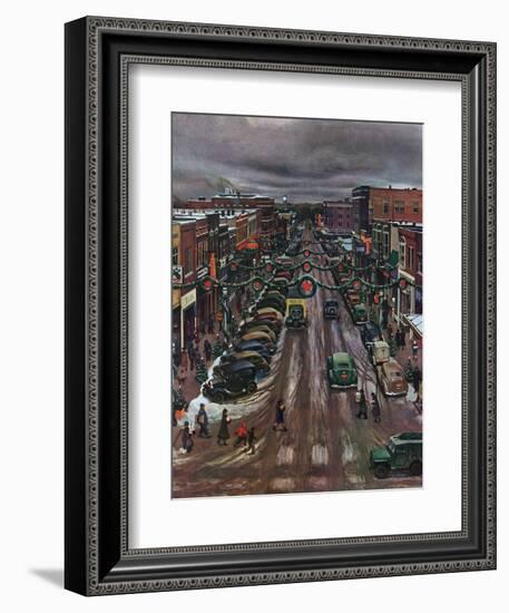 "Falls City, Nebraska at Christmas," December 21, 1946-John Falter-Framed Giclee Print