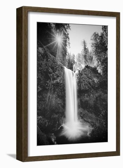 Falls Creek Falls in Black and White, Washington, Columbia River Gorge-Vincent James-Framed Photographic Print