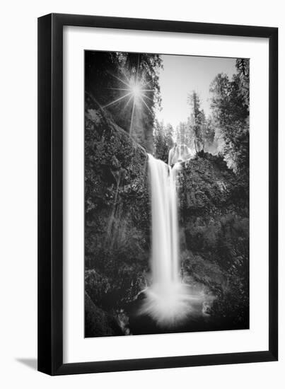 Falls Creek Falls in Black and White, Washington, Columbia River Gorge-Vincent James-Framed Photographic Print