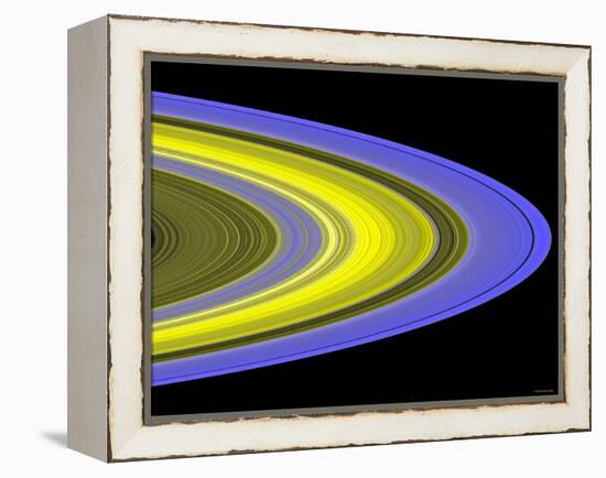 False-Color Image of Saturn's Main Rings Made Using Cassini's Ultraviolet Imaging Spectrograph-Stocktrek Images-Framed Premier Image Canvas
