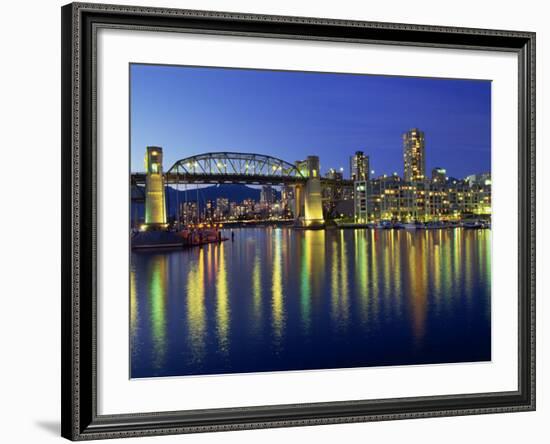 False Creek, Below Burrard Bridge at Night, in Vancouver, British Columbia, Canada-Rob Cousins-Framed Photographic Print