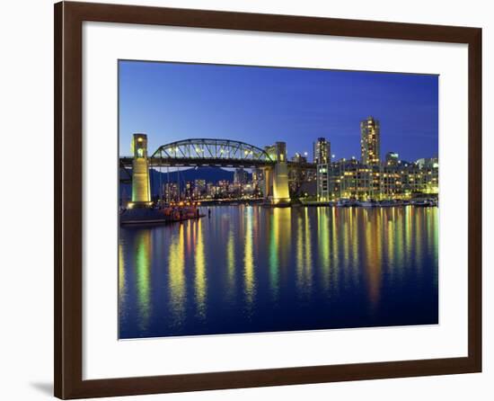 False Creek, Below Burrard Bridge at Night, in Vancouver, British Columbia, Canada-Rob Cousins-Framed Photographic Print