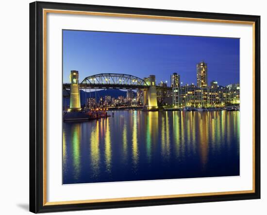 False Creek, Below Burrard Bridge at Night, in Vancouver, British Columbia, Canada-Rob Cousins-Framed Photographic Print