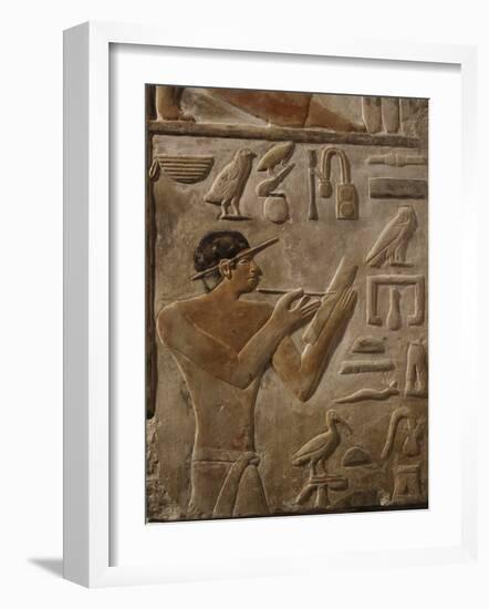 False Door Stele of Mery, Scribe and Head of Royal Archives at Saqqarah, (c. 2575-2450 BC)-null-Framed Photographic Print