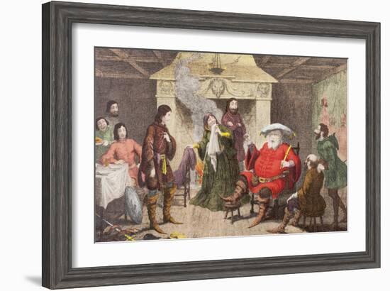 Falstaff Enacts the Part of the King in Henry IV, Part I, Act II, Scene IV, from 'The Illustrated…-George Cruikshank-Framed Giclee Print