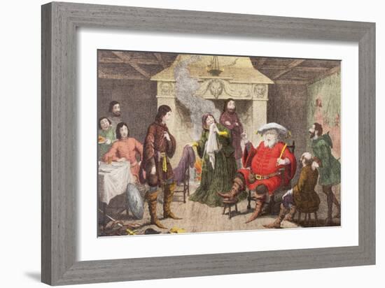 Falstaff Enacts the Part of the King in Henry IV, Part I, Act II, Scene IV, from 'The Illustrated…-George Cruikshank-Framed Giclee Print
