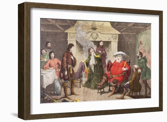 Falstaff Enacts the Part of the King in Henry IV, Part I, Act II, Scene IV, from 'The Illustrated…-George Cruikshank-Framed Giclee Print