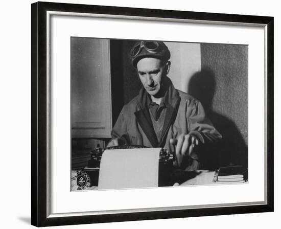 Famed Journalist and War Correspondent Ernie Pyle Working at Typewriter-null-Framed Premium Photographic Print