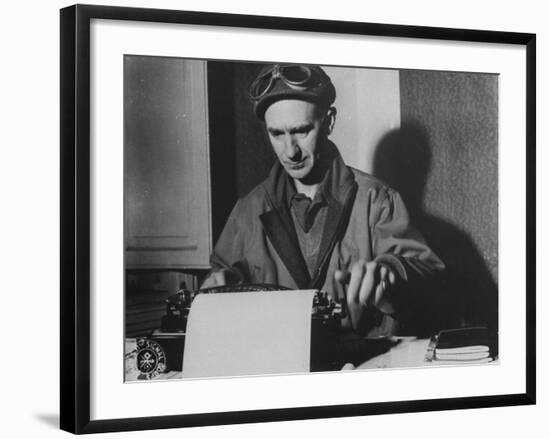 Famed Journalist and War Correspondent Ernie Pyle Working at Typewriter-null-Framed Premium Photographic Print