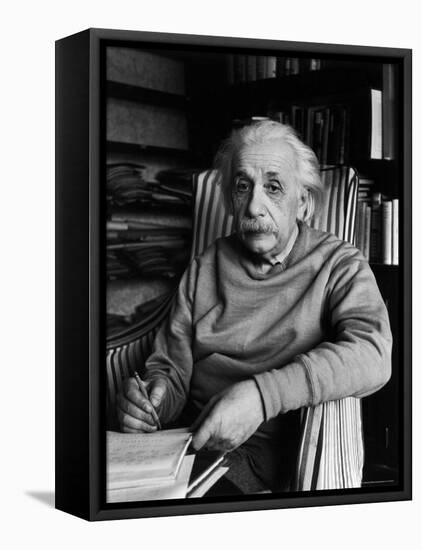 Famed Scientist Albert Einstein in His Study at Home-Alfred Eisenstaedt-Framed Premier Image Canvas