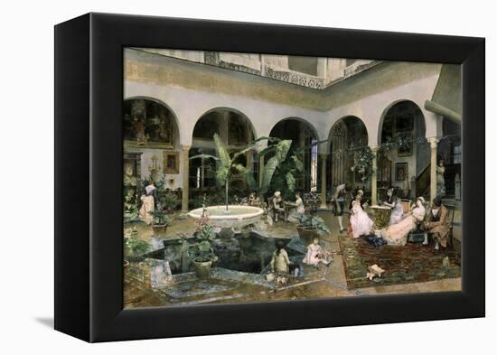 Familia En Un Patio De Sevilla-Luis Jimenez Aranda-Framed Premier Image Canvas