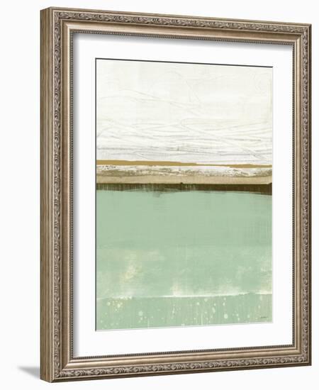 Familiar Feeling Green And Beige-Dan Meneely-Framed Art Print