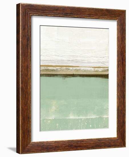 Familiar Feeling Green And Beige-Dan Meneely-Framed Art Print