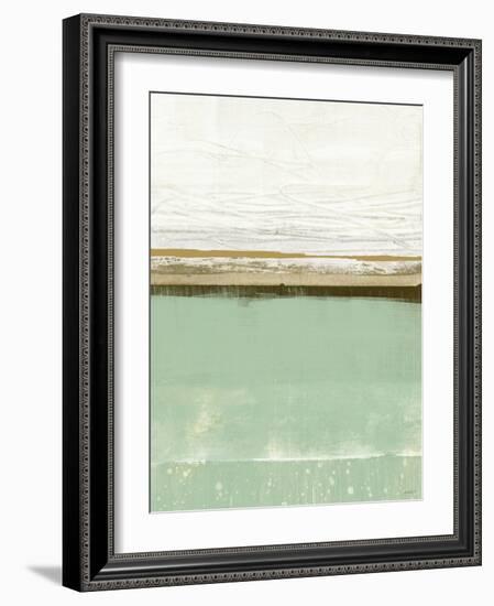 Familiar Feeling Green And Beige-Dan Meneely-Framed Art Print