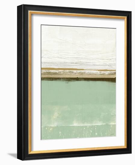 Familiar Feeling Green And Beige-Dan Meneely-Framed Art Print