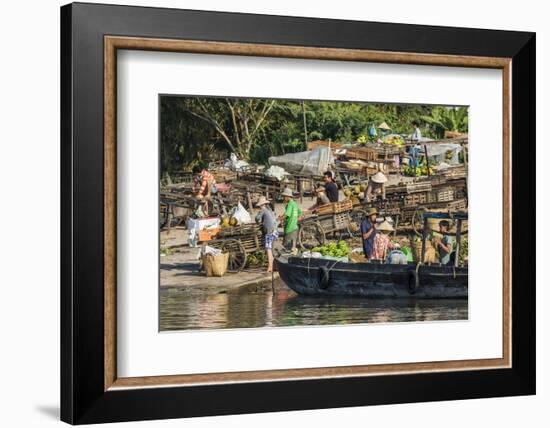 Families at Floating Market Selling Produce and Wares in Chau Doc, Mekong River Delta, Vietnam-Michael Nolan-Framed Photographic Print