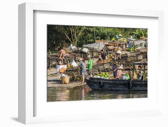 Families at Floating Market Selling Produce and Wares in Chau Doc, Mekong River Delta, Vietnam-Michael Nolan-Framed Photographic Print