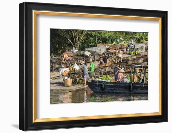 Families at Floating Market Selling Produce and Wares in Chau Doc, Mekong River Delta, Vietnam-Michael Nolan-Framed Photographic Print