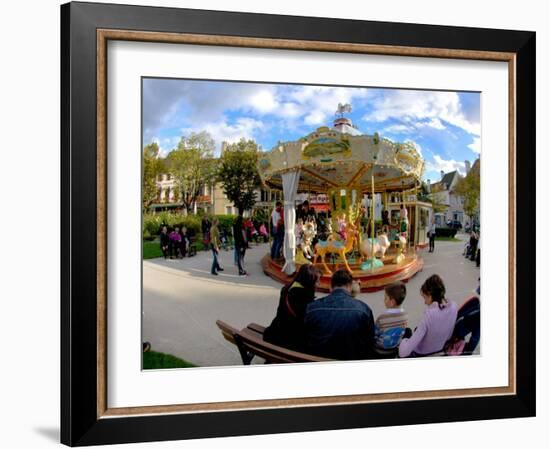 Families on Carousel, Beaune, Burgundy, France-Lisa S. Engelbrecht-Framed Photographic Print