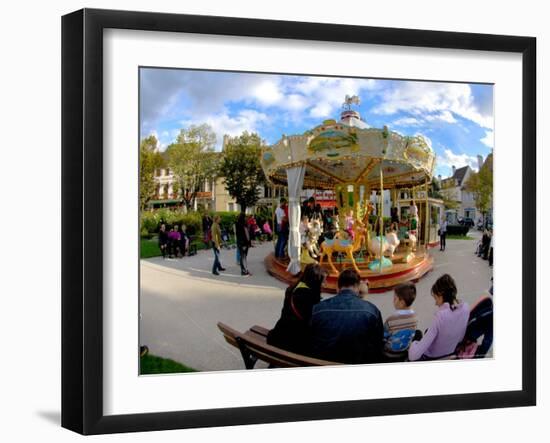 Families on Carousel, Beaune, Burgundy, France-Lisa S. Engelbrecht-Framed Photographic Print