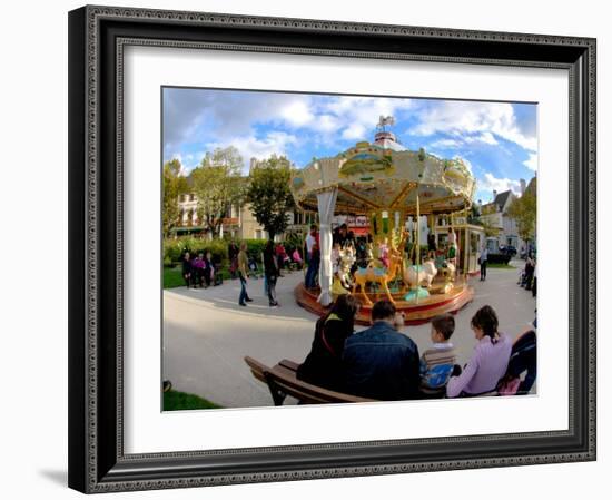 Families on Carousel, Beaune, Burgundy, France-Lisa S. Engelbrecht-Framed Photographic Print