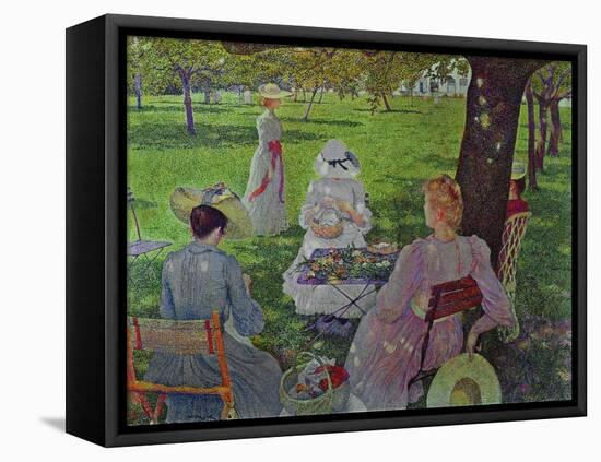 Famille dans un verger-Family in a garden with fruit trees.-Theo van Rysselberghe-Framed Premier Image Canvas