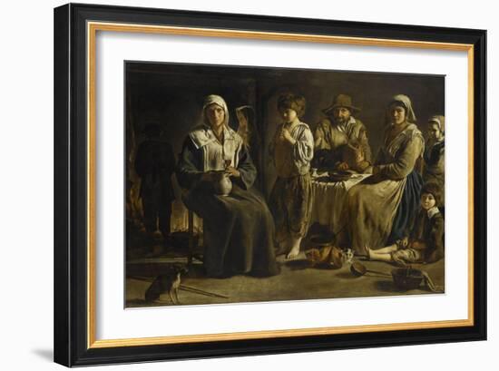 Famille de paysans dans un intérieur-Louis Le Nain-Framed Giclee Print