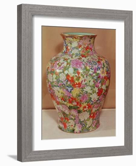 Famille Rose Vase with a Mille Fleurs Decoration, Qianlong Dynasty, 1736-96-Chinese School-Framed Giclee Print