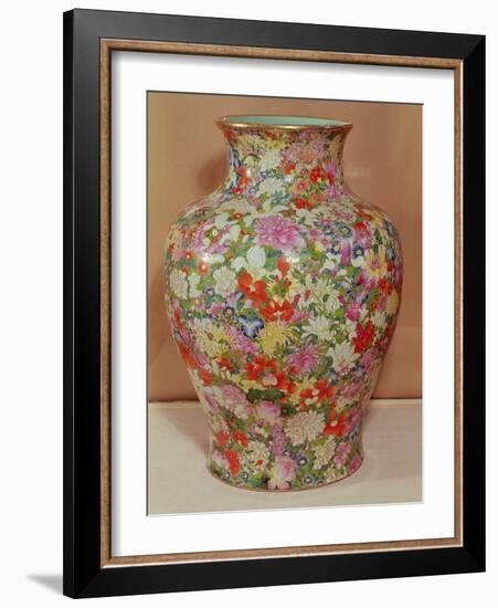 Famille Rose Vase with a Mille Fleurs Decoration, Qianlong Dynasty, 1736-96-Chinese School-Framed Giclee Print