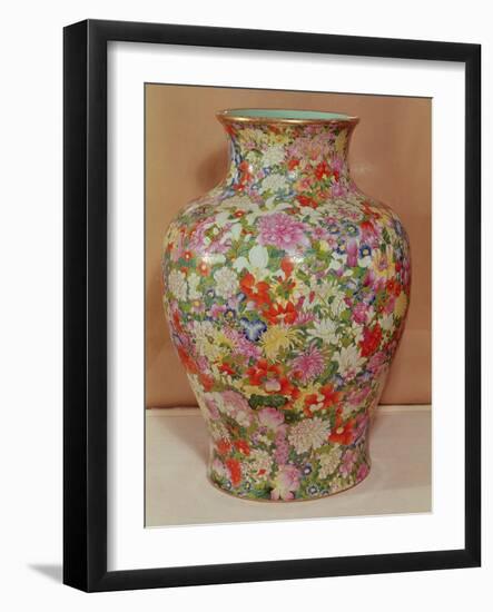 Famille Rose Vase with a Mille Fleurs Decoration, Qianlong Dynasty, 1736-96-Chinese School-Framed Giclee Print