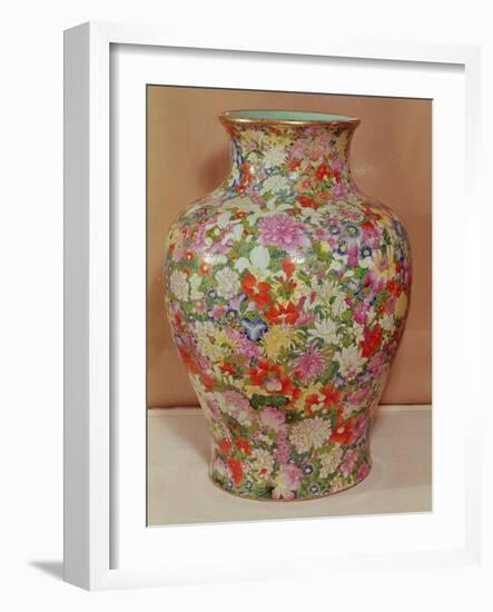 Famille Rose Vase with a Mille Fleurs Decoration, Qianlong Dynasty, 1736-96-Chinese School-Framed Giclee Print