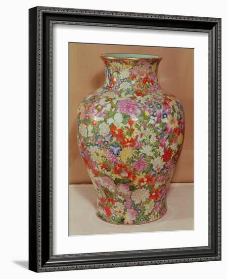 Famille Rose Vase with a Mille Fleurs Decoration, Qianlong Dynasty, 1736-96-Chinese School-Framed Giclee Print