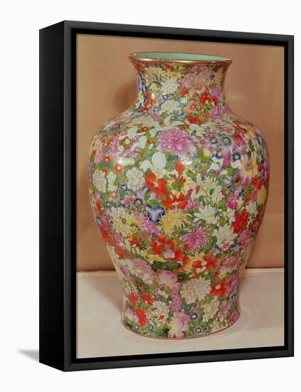 Famille Rose Vase with a Mille Fleurs Decoration, Qianlong Dynasty, 1736-96-Chinese School-Framed Premier Image Canvas